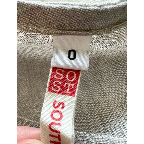 SOUTH STREET LINEN Sz 0 US Small Cream Metallic Criss Cross Shell Tank Top NWOT - Picture 15 of 16